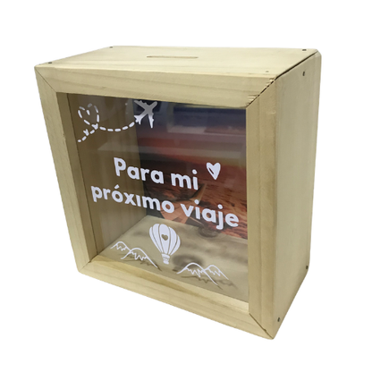 Alcancía de Madera Personalizada con Foto y Frase