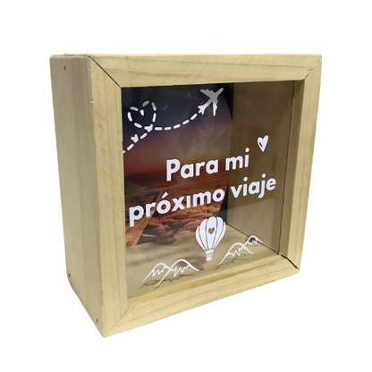 Alcancía de Madera Personalizada con Foto y Frase
