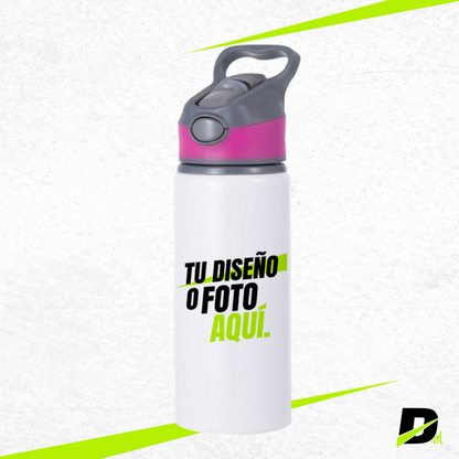 Botella de Aluminio 650 ml con Tapa de Color