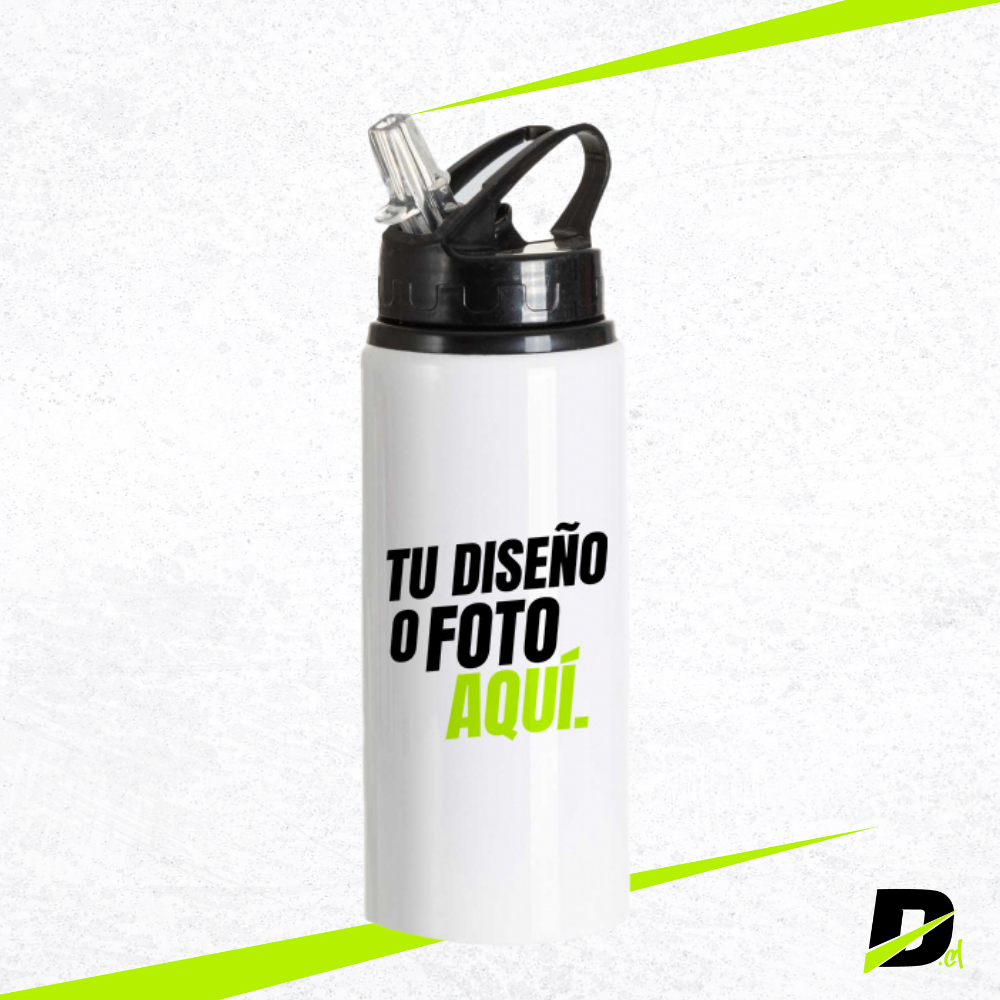Botella de Aluminio 600 ml con Tapa Bombilla