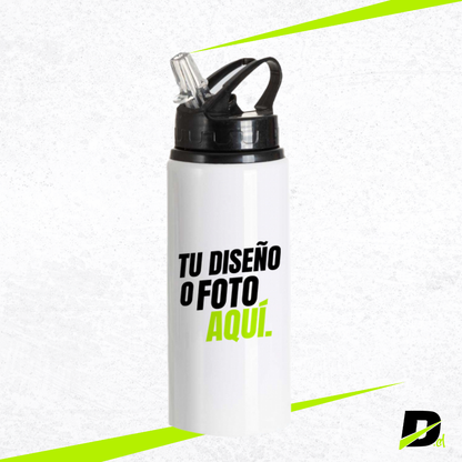 Botella de Aluminio 600 ml con Tapa Bombilla