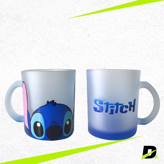 Tazón Frosted Azul Stitch 11 oz | Diseño Exclusivo