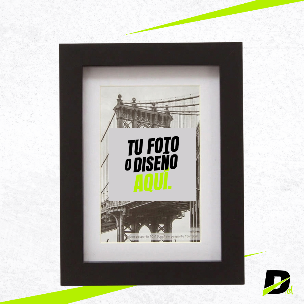 Marco de Madera Tipo Box con Paspartú con Foto Incluida
