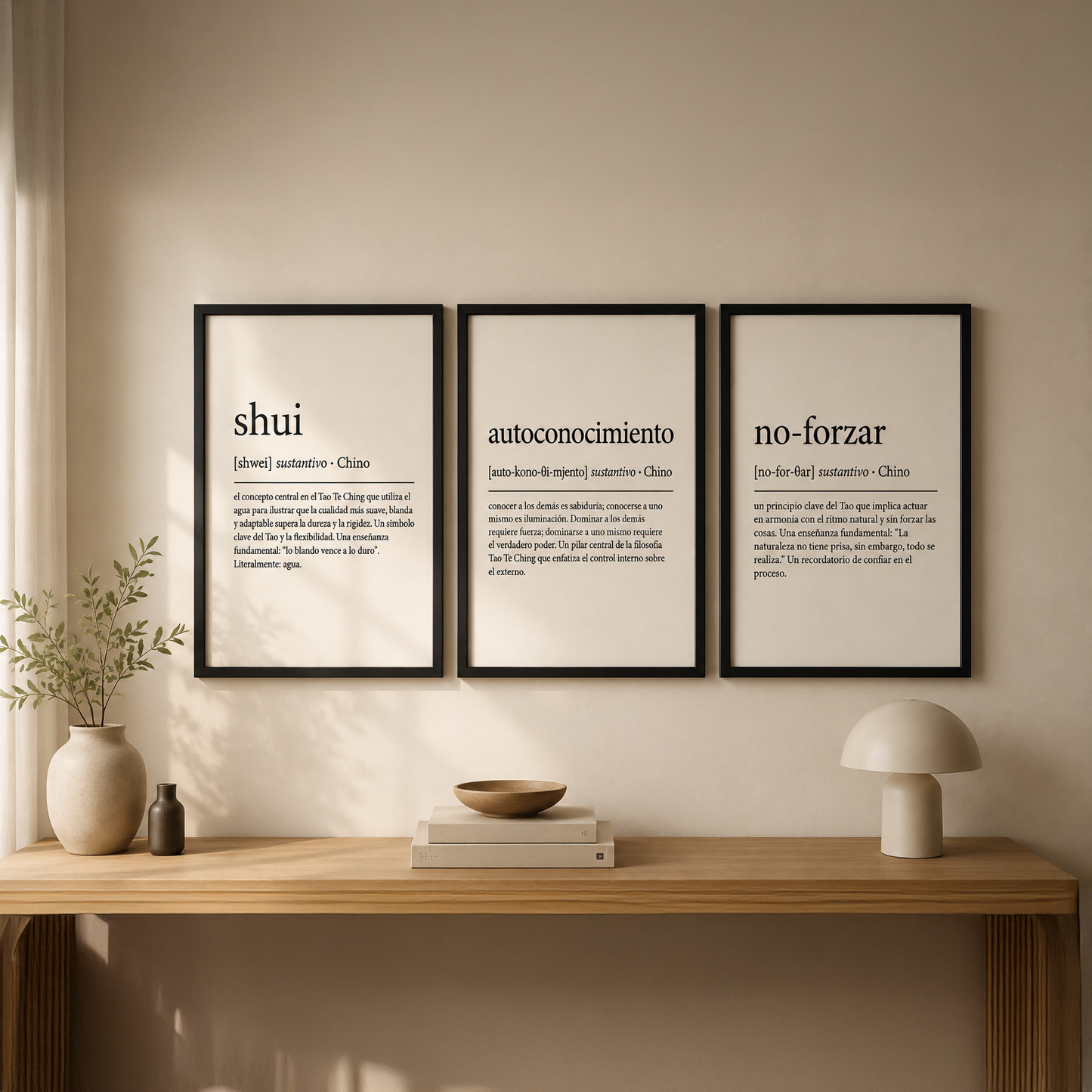 Set de 3 Marcos Decorativos 30x40 cm | Inspiración Tao Te Ching