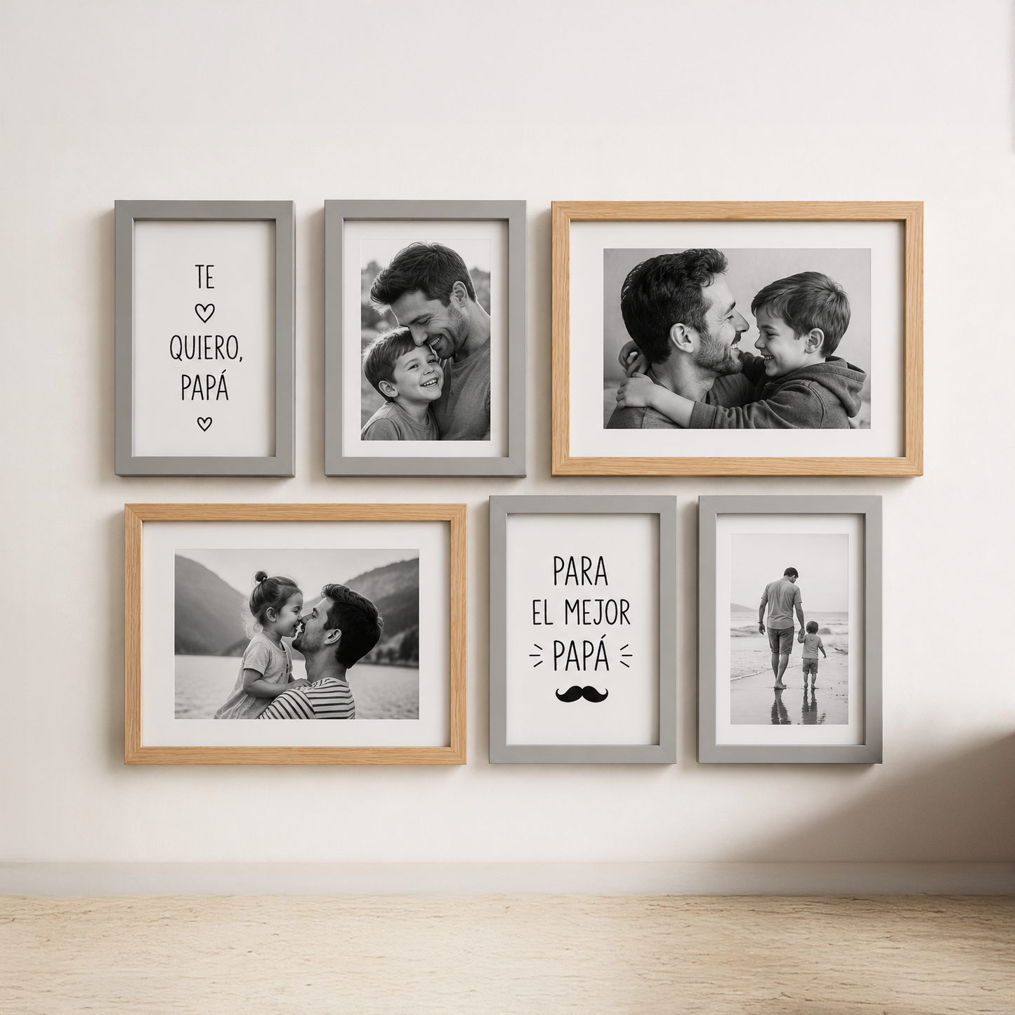 Set de 6 Marcos de Madera Personalizados con Fotografías Incluidas