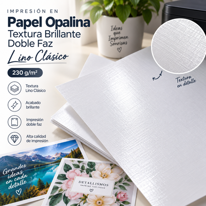 Impresión Papel Opalina Lino Clásico 230g  A4 (por Hoja)
