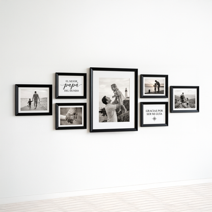 Set de 7 Marcos de Madera con Fotografías Incluidas
