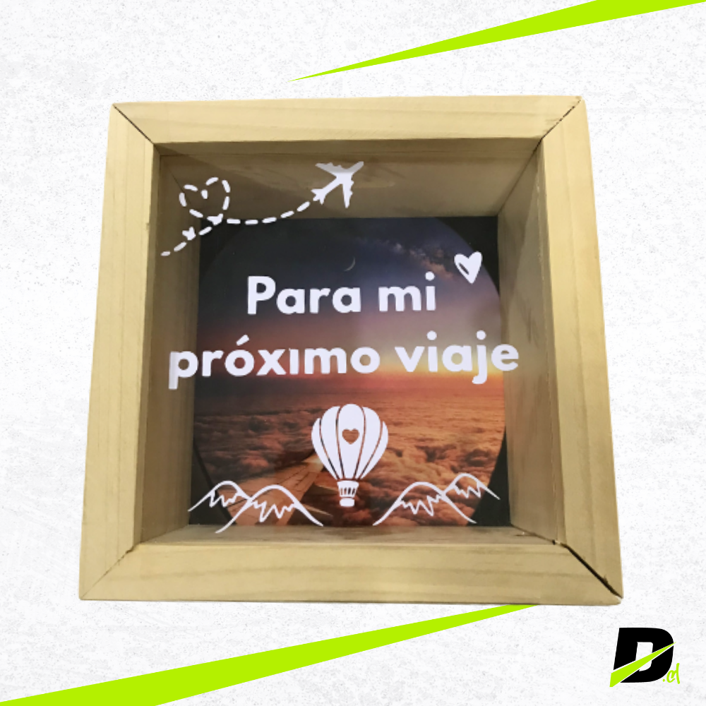Alcancía de Madera Personalizada con Foto y Frase
