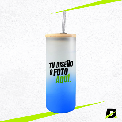 Vaso Personalizado 20 oz con Tapa de Bambú y Bombilla