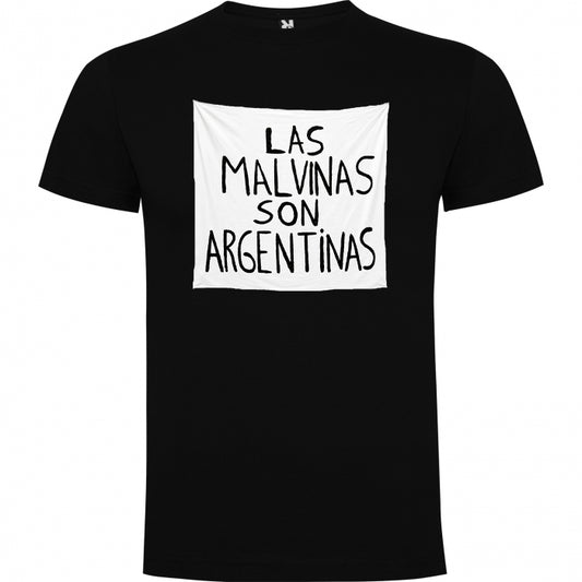 Polera Hombre Negra "Las Malvinas Son Argentinas" | Algodón 100% | Diseño Exclusivo