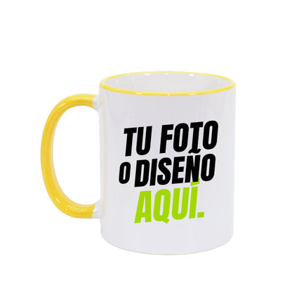 Tazón 11 oz con Mango y Borde de Color