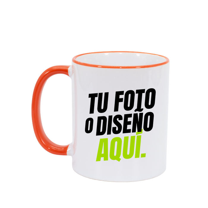 Tazón 11 oz con Mango y Borde de Color