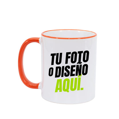 Tazón 11 oz con Mango y Borde de Color