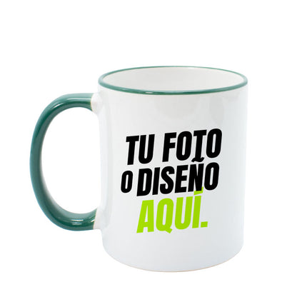 Tazón 11 oz con Mango y Borde de Color